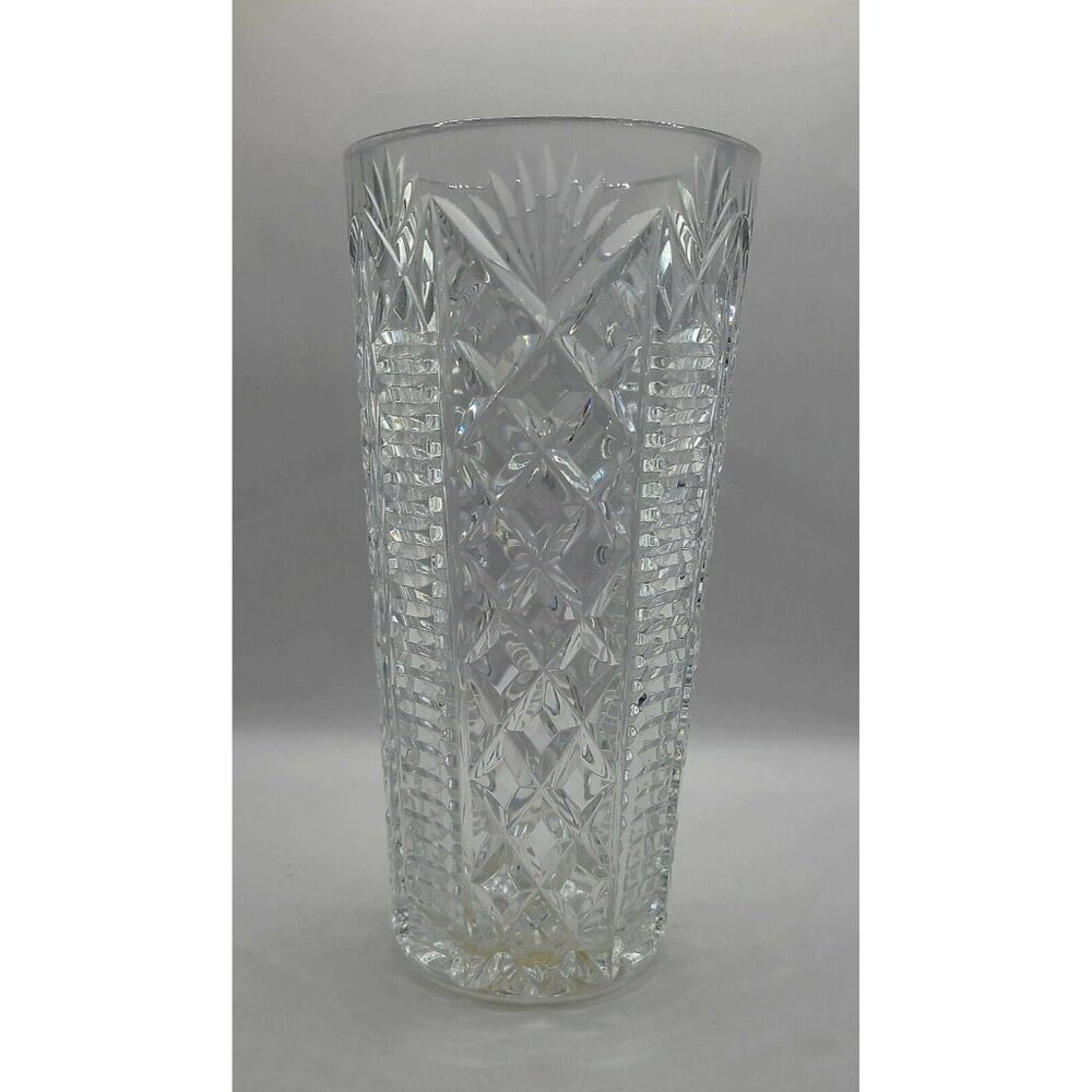 WATERFORD Crystal Clear Cut Clare Pineapple & Diamond SKYSHELL Vase 8" Tall - Picture 2 of 7